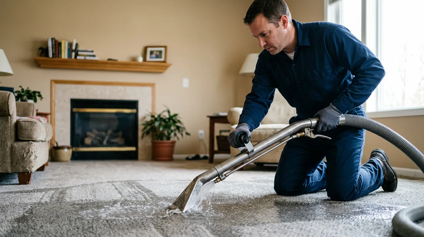 Water damage restoration technician working near Wausaukee, WI